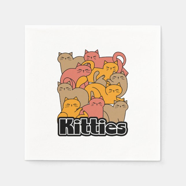 Serviette En Papier Cute Kitties Design - Cat Art adorable (Devant)