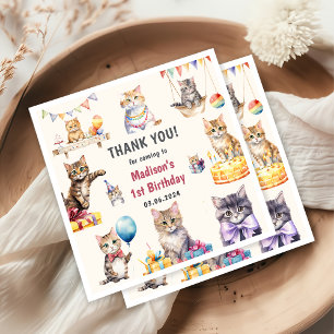 Serviette En Papier Cute Kitty Chat 1er fête d'anniversaire