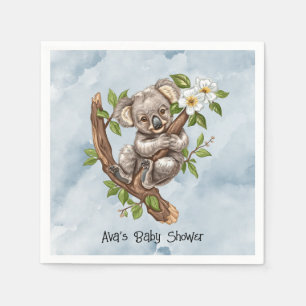 Serviette En Papier Cute Koala Bear Baby shower d'aquarelle bleu