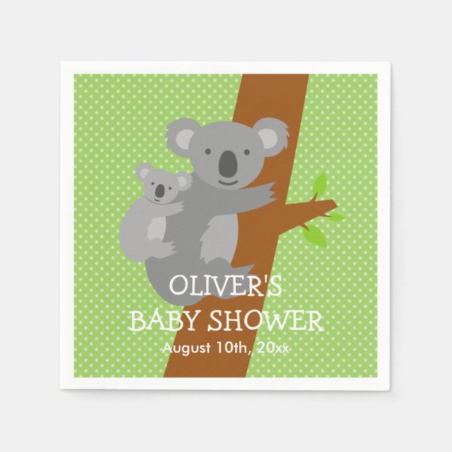Serviette En Papier Cute koala ours pois baby showers serviettes (Devant)