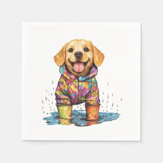 Serviette En Papier Cute Labrador Retriever Rain Puddle