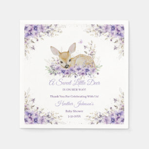 Serviette En Papier Cute Lavande Purple Baby shower de cerfs floraux