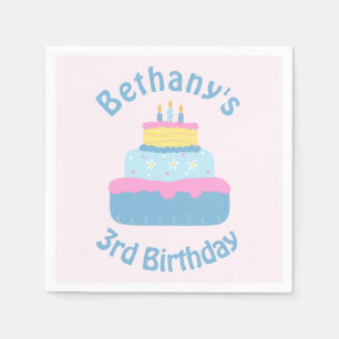 Serviette En Papier Cute Layers 3 bougies Anniversaire de enfant Cake 