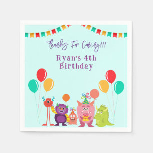 Serviette En Papier Cute lil monster cartoon fun birthday party