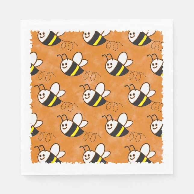 Serviette En Papier Cute Little Bee Motif Baby shower aquarelle (Devant)