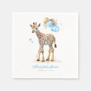 Serviette En Papier Cute Little Giraffe Moderne Boho Bleu Brown