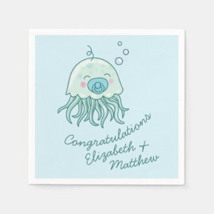 Serviette En Papier Cute méduse Baby shower Kawaii Blue Boy