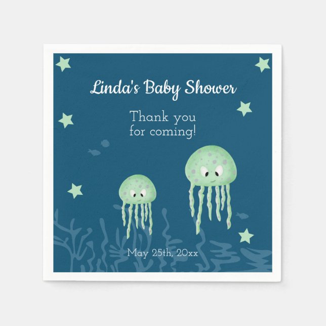 Serviette En Papier Cute méduse Neutral Baby shower personnalisé (Devant)