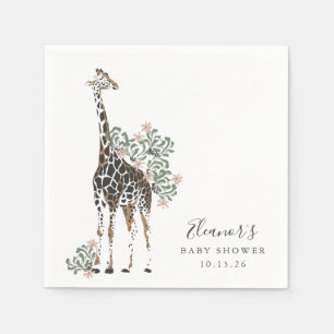 Serviette En Papier Cute Modern Floral Giraffe Baby shower simple