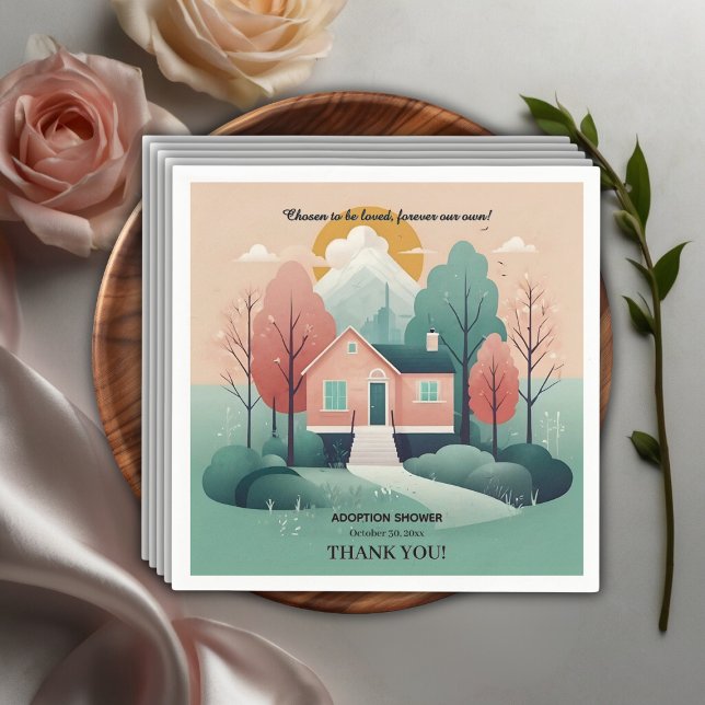 Serviette En Papier Cute Moderne Forever Accueil Adoption Foster Shost (Créateur téléchargé)