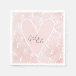 Serviette En Papier Cute Moderne Rose Valentines Jour Amour Fille