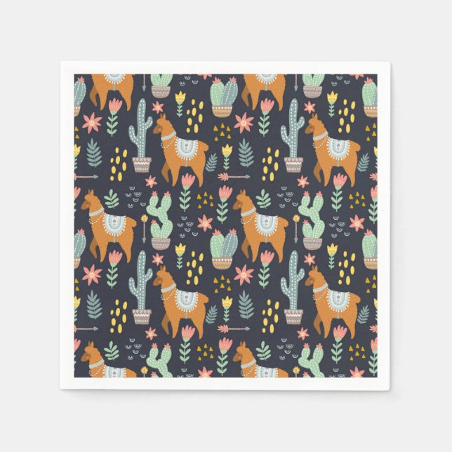 Serviette En Papier Cute Motif Alpacas (Devant)