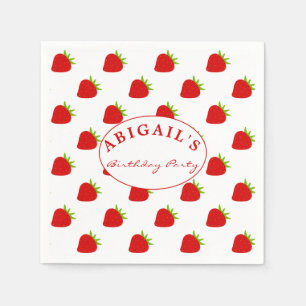 Serviette En Papier Cute Motif de fraise personnalisée