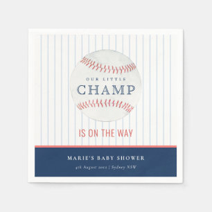 Serviette En Papier Cute Navy Notre Petit Champ Baby shower De Basebal