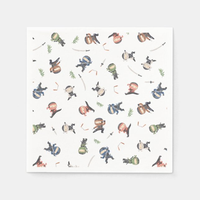 Serviette En Papier Cute Ninja Warrior Anniversaire de enfant Party ap (Devant)