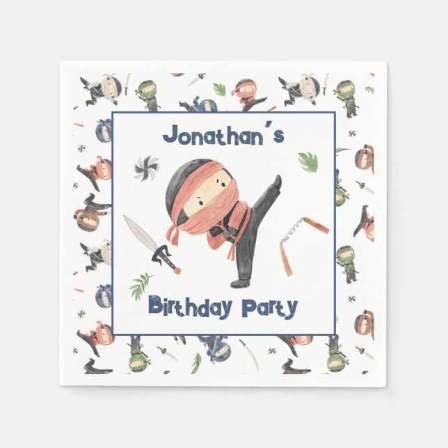 Serviette En Papier Cute Ninja Warrior Anniversaire de enfant Party No (Devant)