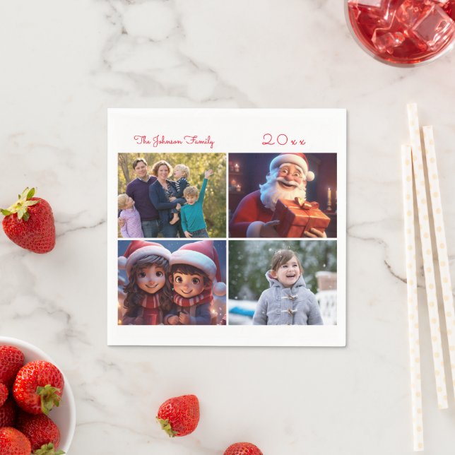 Serviette En Papier Cute Noël Famille Papier photo Napkins (En situation)