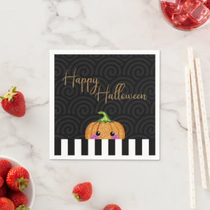 Serviette En Papier Cute noir blanc orange Parties scintillant Citroui