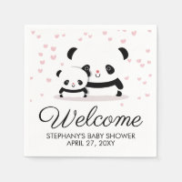 Cute Panda Baby shower Bienvenue serviettes