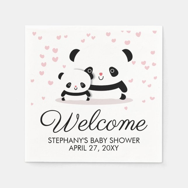 Serviette En Papier Cute Panda Baby shower Bienvenue serviettes (Devant)