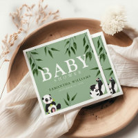 Cute Panda & Foliage Baby shower neutre