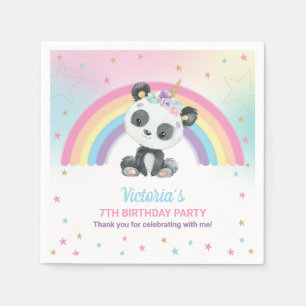 Serviette En Papier Cute Pandacorn Panda fête d'anniversaire Rainbow