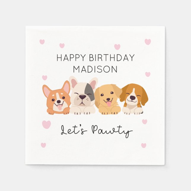 Serviette En Papier Cute Papier Puppy serviettes Lit Vaisser Pawty (Devant)