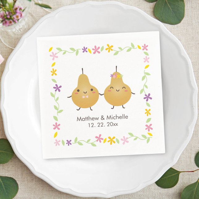 Serviette En Papier Cute Parfait Pear Floral Wreath Mariage Whimsical (Créateur téléchargé)