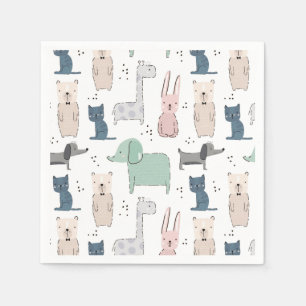 Serviette En Papier Cute Pastel Baby Motif animal