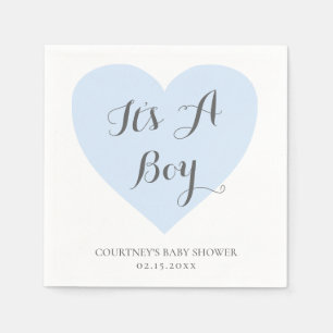 Serviette En Papier Cute Pastel Blue Heart C'Est Un Baby shower Garçon