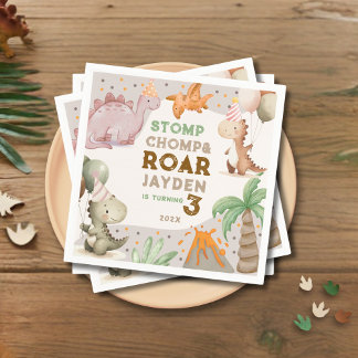 Serviette En Papier Cute Pastel Dinosaur Birthday Party 