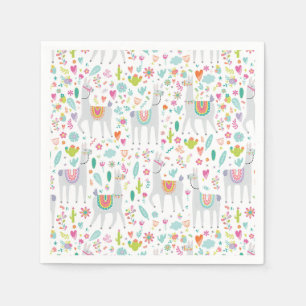 Serviette En Papier Cute Pastel Llama Motif