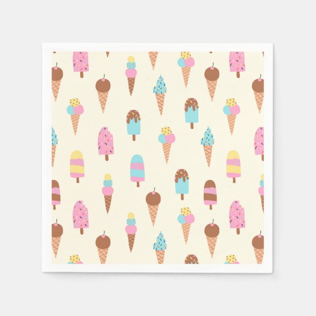 Serviette En Papier Cute Pastel Motif de crème glacée (Devant)