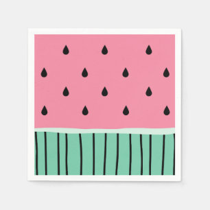 Serviette En Papier Cute Pastel Pink et Green Watermelon