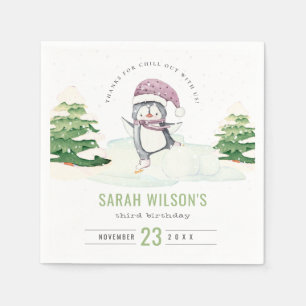 Serviette En Papier Cute Pastel Winter Penguin Enfants N'importe quel 