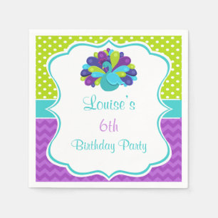 Serviette En Papier Cute Peacock vert et violet