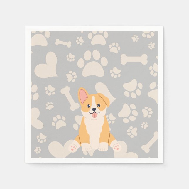 Serviette En Papier Cute Pembroke Welsh Corgi (Devant)