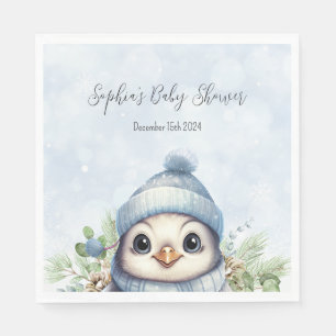 Serviette En Papier Cute Penguin Blue Boy Baby shower d'hiver serviett
