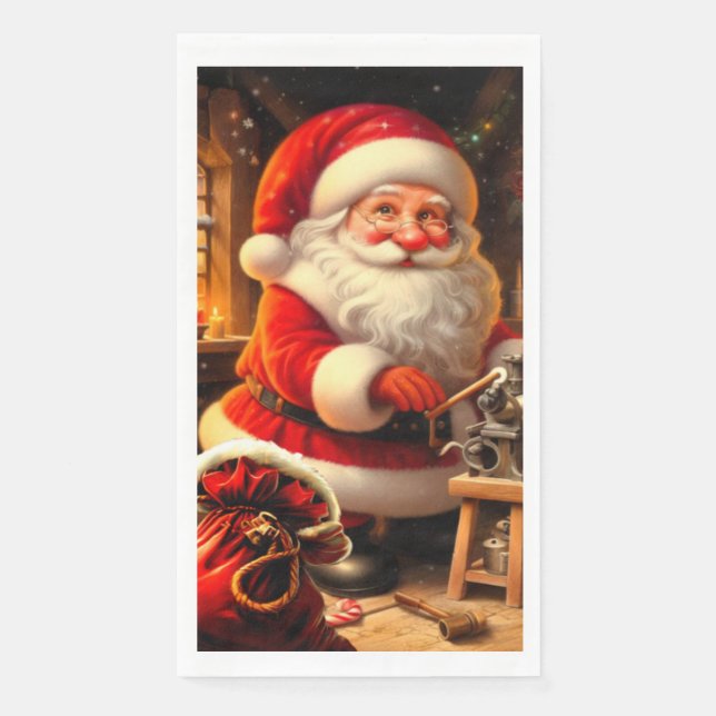 Serviette En Papier Cute Père Noël et Reindeer (Devant)