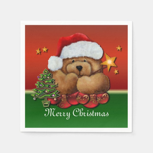 Serviette En Papier Cute Père Noël Porte Naples de Noël (Devant)