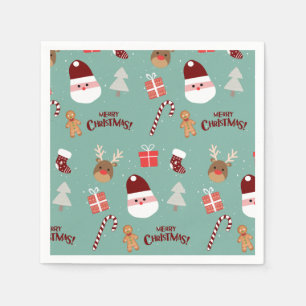 Serviette En Papier Cute Père Noël Reindeer Sucre de canne Motif en pa