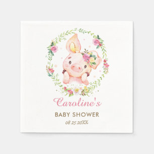 Serviette En Papier Cute Piggy Cochon rose Baby shower Floral Annivers