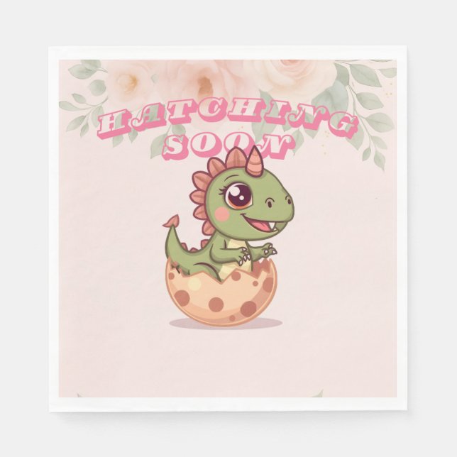 Serviette En Papier Cute Pink Dino Hatching Soon (Devant)