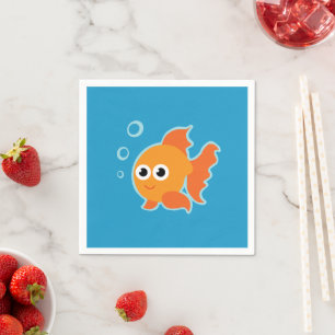 Serviette En Papier Cute poisson rouge orange