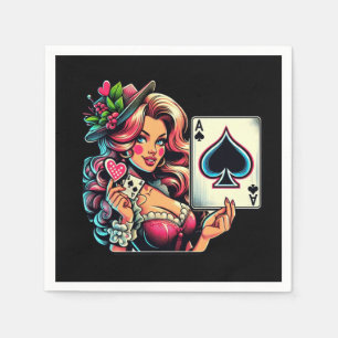 Serviette En Papier Cute poker partie femme vintage