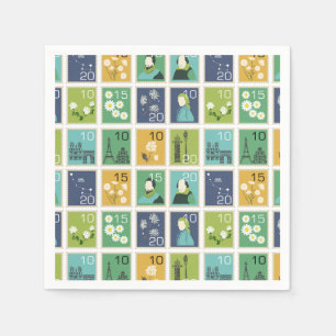 Serviette En Papier Cute Postage Timbres Papier serviettes