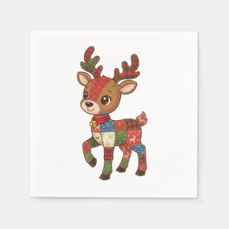 Serviette En Papier Cute Quilted Patchwork Reindeer | Christmas Holida