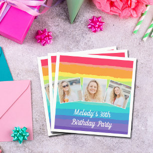 Serviette En Papier Cute Rainbow Photo Collage Personnalisé Anniversai