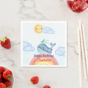 Serviette En Papier Cute Rainbow stingray baleine poisson Anniversaire