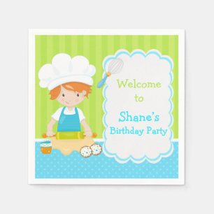 Serviette En Papier Cute Red Hair Boy Baking Anniversaire